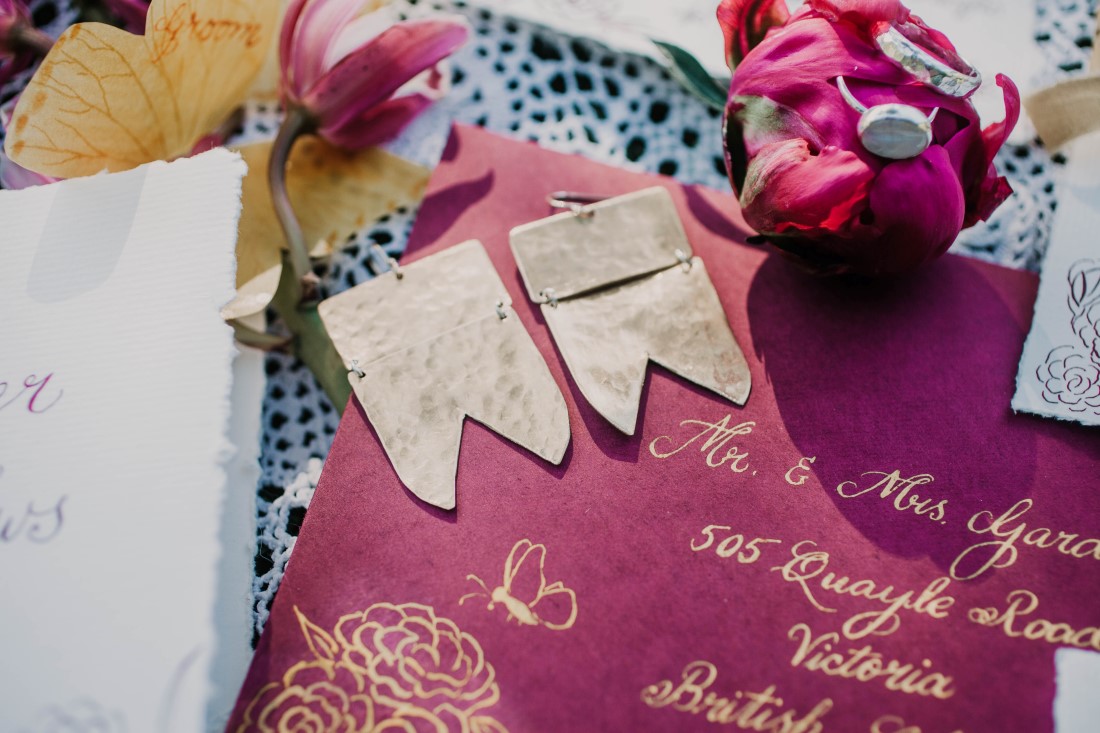A Styled Elopement Burgundy Paper Suite by Penned Creations Vancouver Island