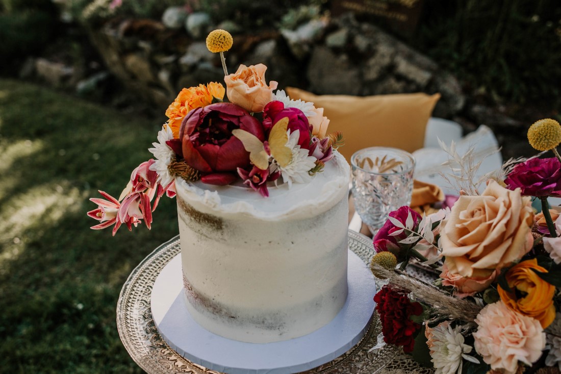 Wedding Cake with antique roses by Cobble Hill Cake Co Vancouver Island